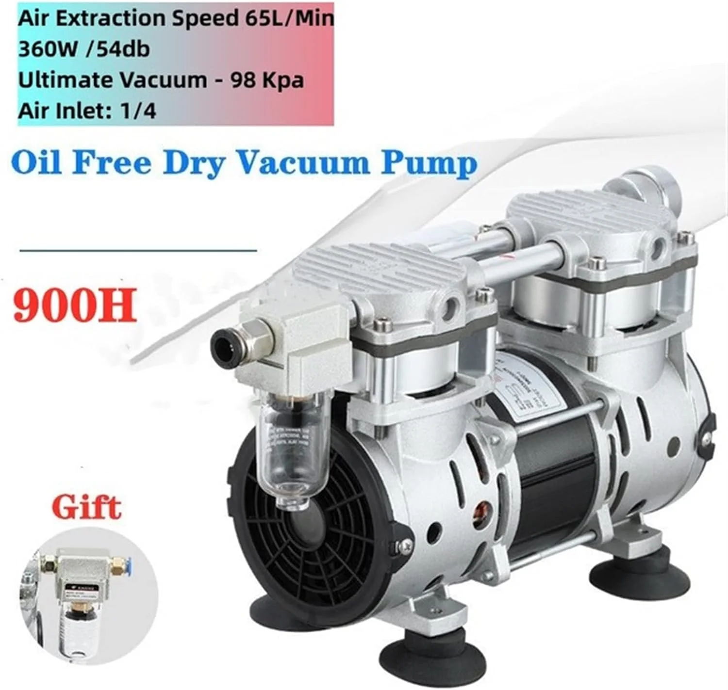 ZAIED Diaphragm Pump Small Oil- Silent Vacuum Pump Pumping Laboratory Vacuum Pump Negative Pressure Air Pump Industrial Use (Size : 900H-65L-98Kpa)