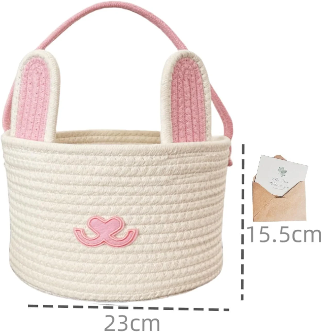 سبد عید پاک فانتزی، طرح خرگوش طناب پنبه ای بافته شده، به همراه کیسه های هدیه و روبان، ایده آل برای دختران، پسران، کودکان نوپا و نوزادان - آبی (صورتی)