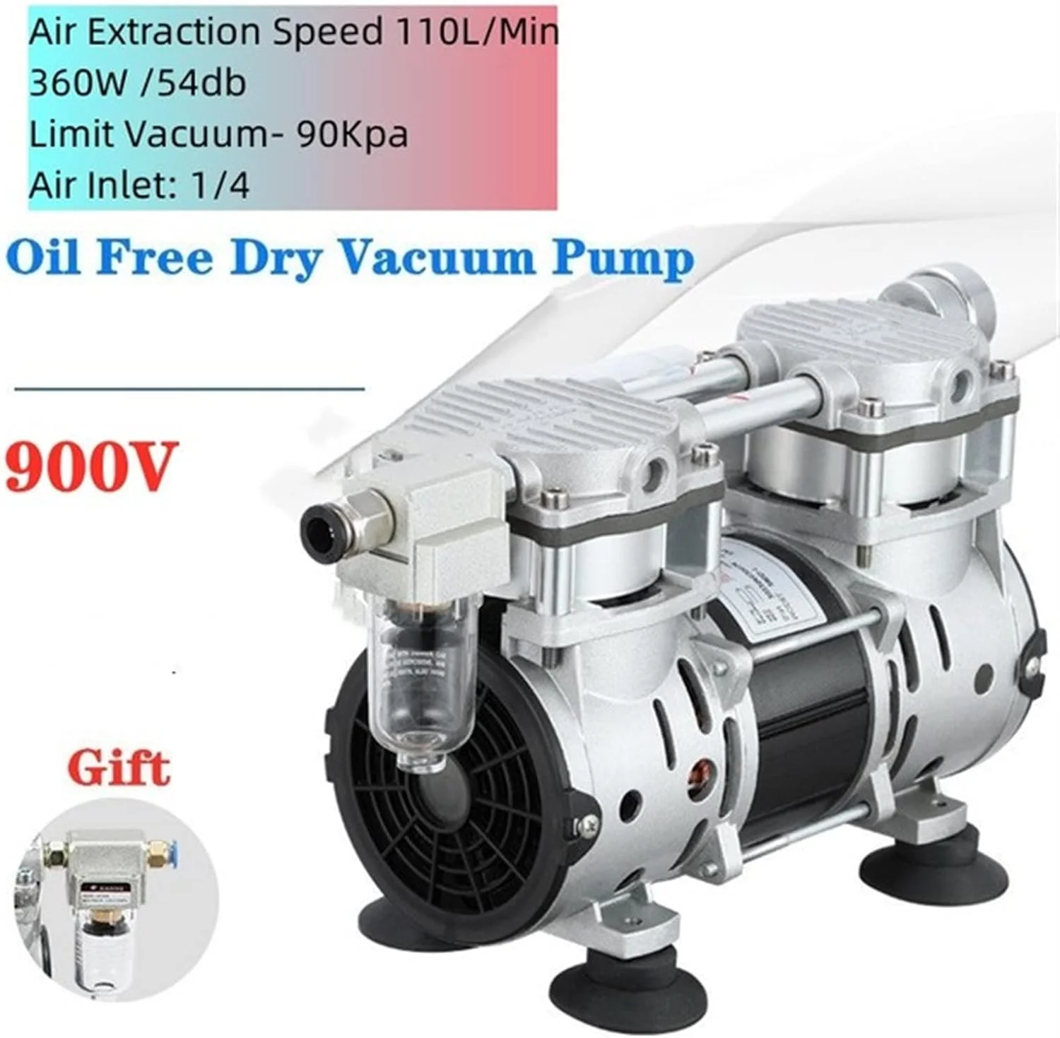 پمپ دیافراگمی زاید، پمپ روغن کوچک - پمپ خلاء بی صدا، پمپ خلاء آزمایشگاهی، پمپ هوای فشار منفی، مناسب برای مصارف صنعتی (سایز: 900V-110L-90Kpa)