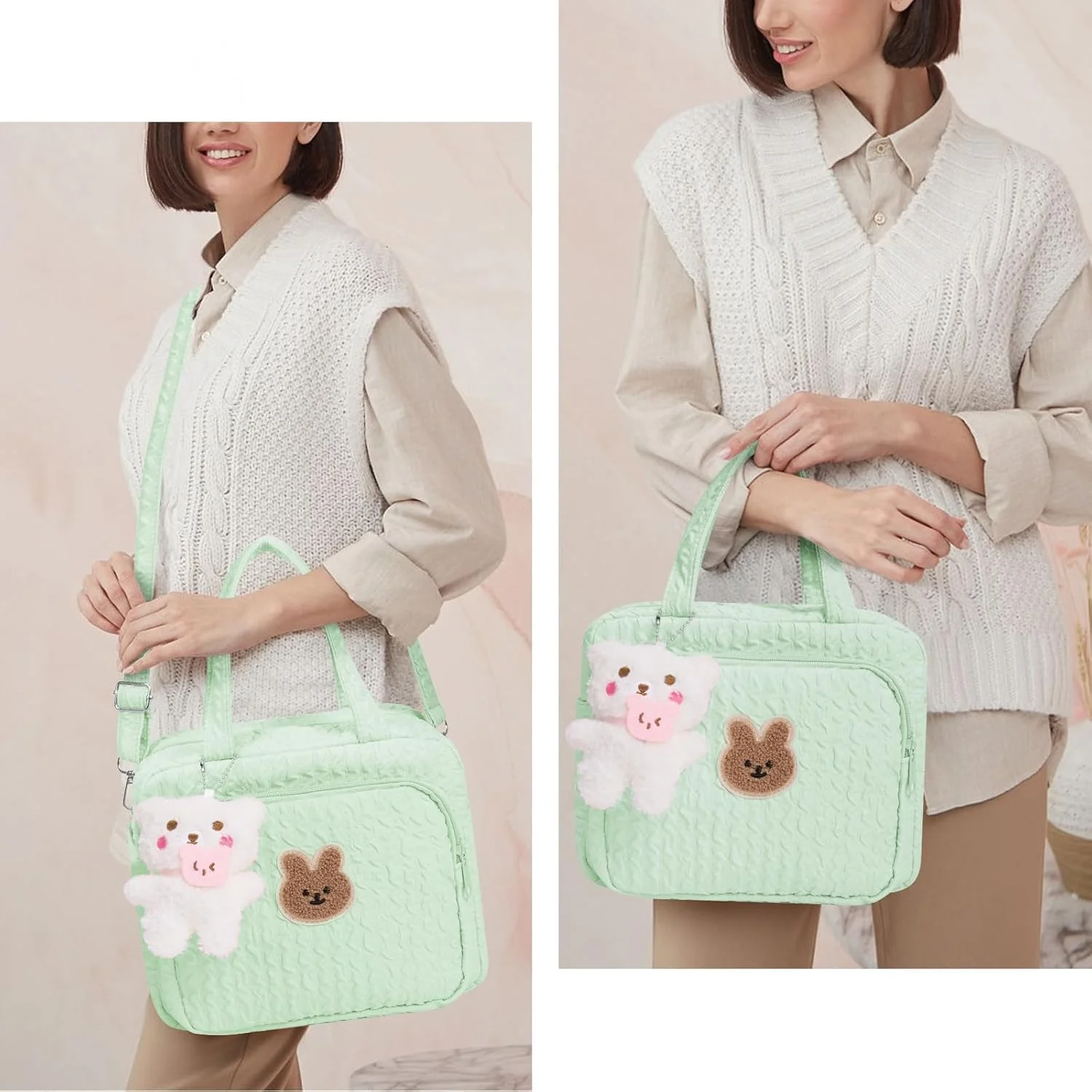 کیف لوازم کودک رافلتا، کیف کوچک لوازم کودک، کیف دوشی لوازم کودک، کیف لحافی زیبا، کیف مسافرتی کودک، کیف شانه ای با بند، کیف نگهداری روزانه کالسکه، کیف نگهداری چند منظوره (سبز)