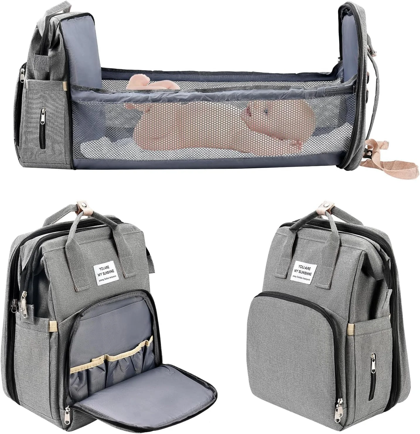 کیف لوازم کودک ناواوکینی، کوله پشتی چند منظوره ضد آب برای سفر، کیف پوشک با زیرانداز تعویض قابل حمل و تخت تاشو، کیف مسافرتی کودک برای مادر و پدر (خاکستری) کیف لوازم کودک ناواوکینی، کوله پشتی چند منظوره ضد آب برای سفر، کیف پوشک با زیرانداز تعویض قابل حمل و تخت تاشو، کیف مسافرتی کودک برای مادر و پدر (خاکستری)