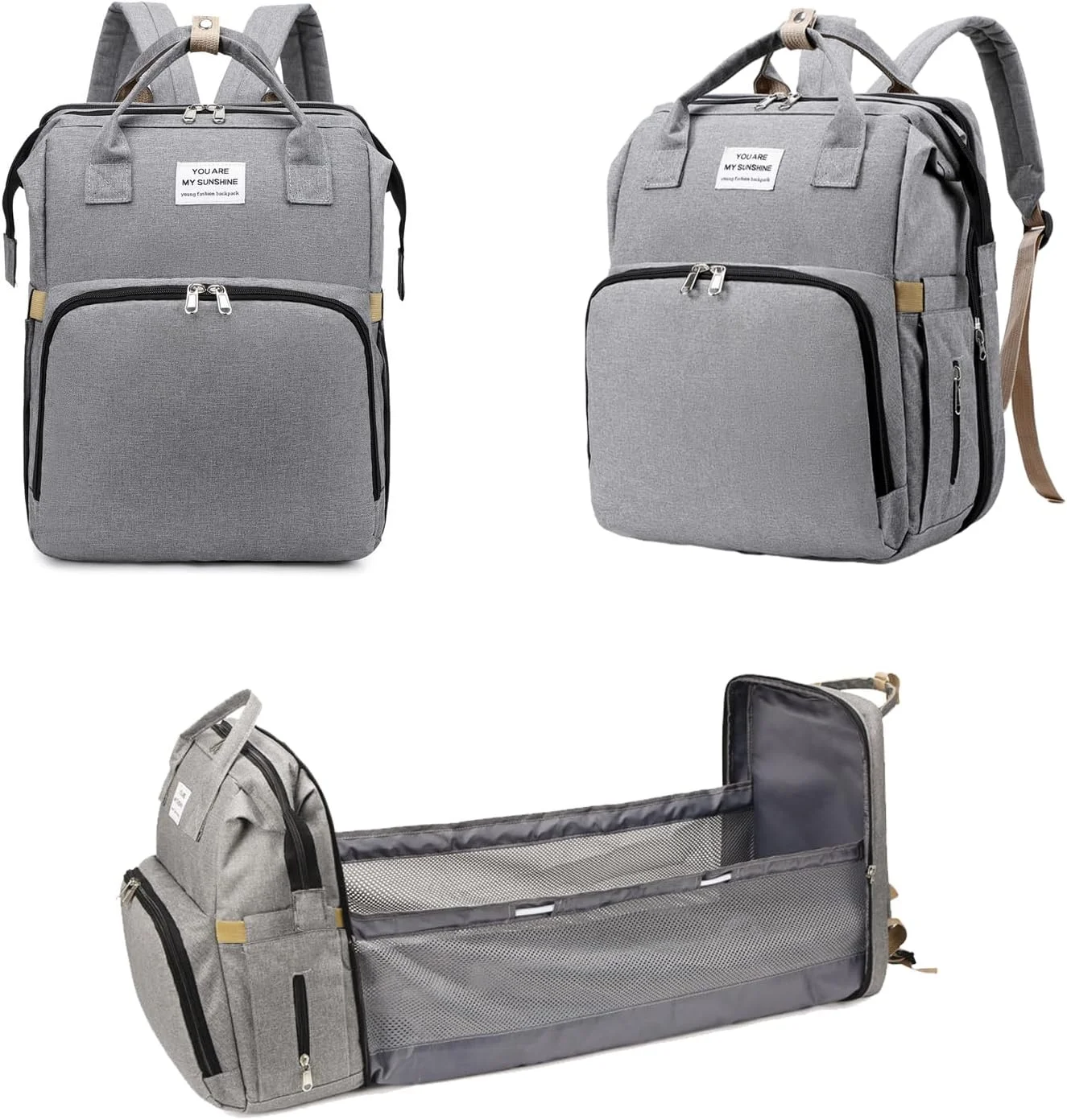 کیف چند منظوره مادر، تخت نوزاد قابل حمل، کیف لوازم کودک 3 در 1 چند منظوره با بندهای کالسکه و زیرانداز تعویض، کوله پشتی ضد آب برای مادر/پدر نوزاد کیف چند منظوره مادر، تخت نوزاد قابل حمل، کیف لوازم کودک 3 در 1 چند منظوره با بندهای کالسکه و زیرانداز تعویض، کوله پشتی ضد آب برای مادر/پدر نوزاد