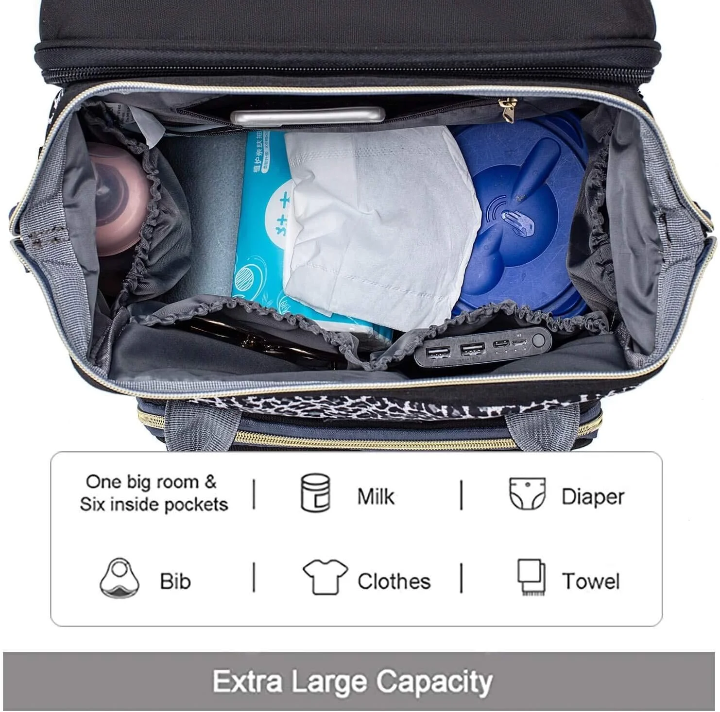 کیف لوازم مادر و کودک 3 در 1 چند منظوره، کوله پشتی تاشو تخت نوزاد با قلاب و پد تعویض، کیف گهواره ای به عنوان کیف پوشک و ایستگاه تعویض، برای استراحت نوزاد در هر زمان (پلنگی-صورتی)