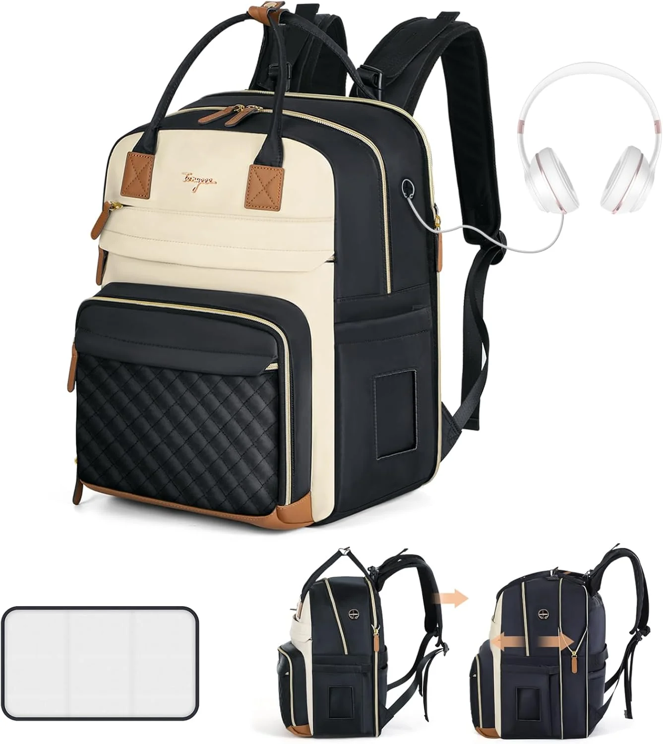 کیف لوازم کودک توکیکیمو، کوله پشتی تعویض پوشک با زیرانداز تعویض، کیف بزرگ جادار با قابلیت افزایش فضا، دارای بند اتصال به کالسکه، مناسب برای سفر (مشکی) کیف لوازم کودک توکیکیمو، کوله پشتی تعویض پوشک با زیرانداز تعویض، کیف بزرگ جادار با قابلیت افزایش فضا، دارای بند اتصال به کالسکه، مناسب برای سفر (مشکی)