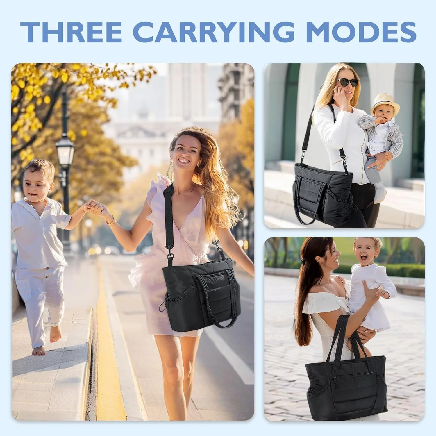 کیف لوازم کودک با سازمان دهنده کالسکه، کیف پافری، کیف بزرگ لوازم نوزاد با زیرانداز تعویض برای سفر و بیمارستان