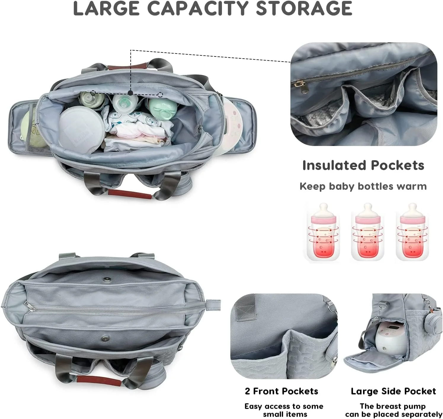 کیف تعویض چند منظوره کودک SYOSI، کیف دستی ضد آب با ظرفیت بزرگ، کیف پیام رسان قابل حمل برای سفر با کیف پستانک، آبی روشن