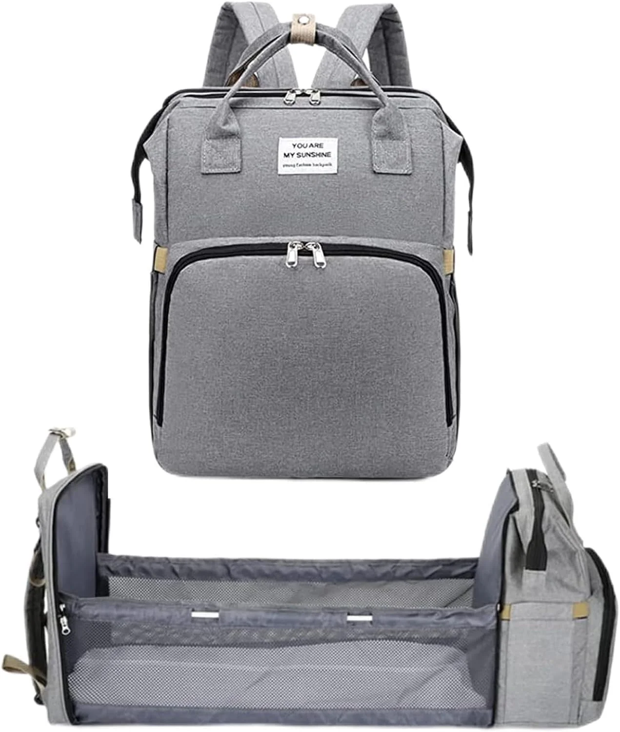 کیف لوازم کودک 3 در 1 YUMA - کوله پشتی چند منظوره مسافرتی با تخت تاشو، تخت نوزاد قابل حمل، کیف بزرگ ضد آب مادر (خاکستری) کیف لوازم کودک 3 در 1 YUMA - کوله پشتی چند منظوره مسافرتی با تخت تاشو، تخت نوزاد قابل حمل، کیف بزرگ ضد آب مادر (خاکستری)