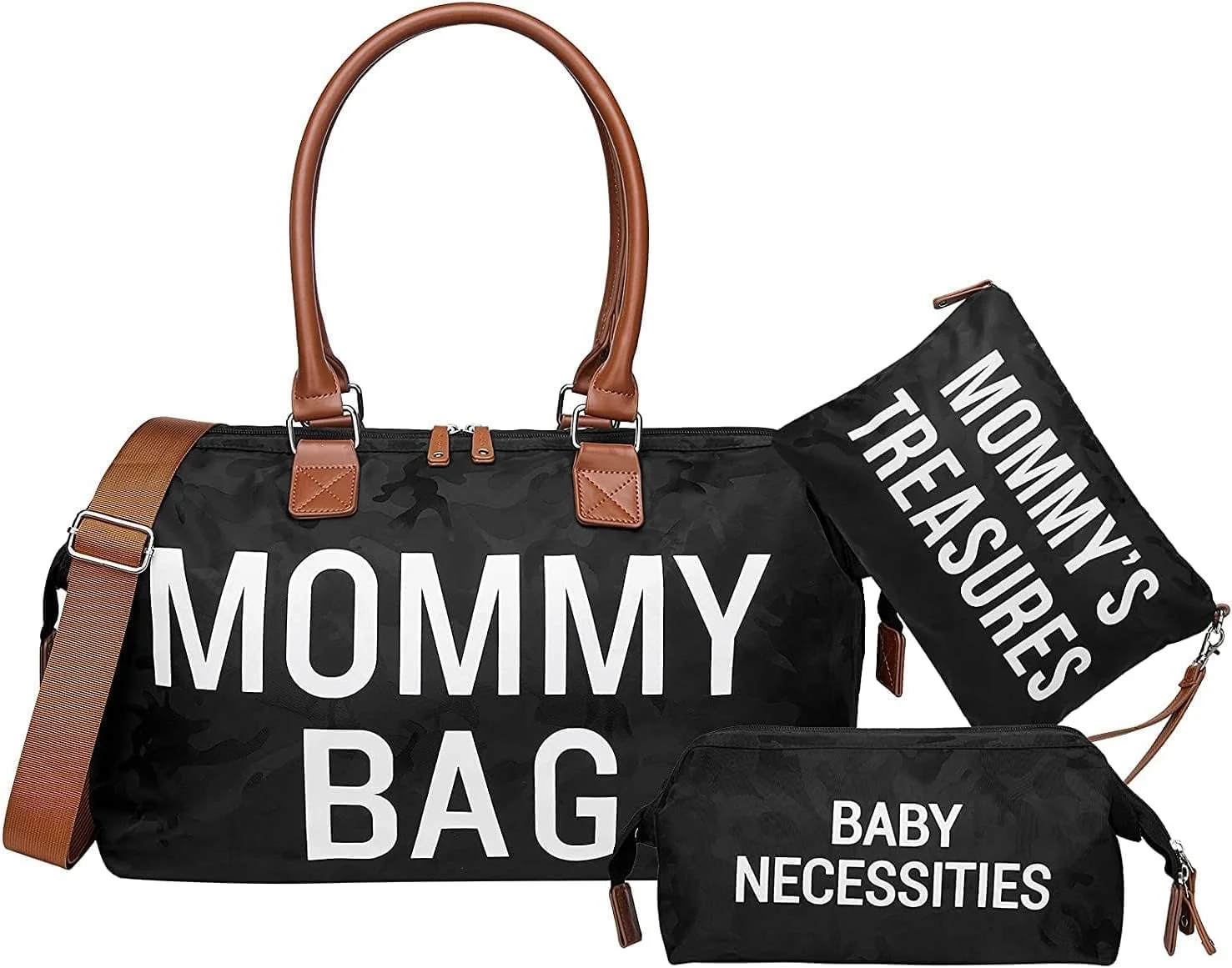 SKADE Upgraded version Mommy Bag for Hospital, X-Large Capacity Waterproof Diaper Bag Tote for Mom Travel, Hospital Bag for Labor and Delivery with 2 Pouches, Straps (Black)