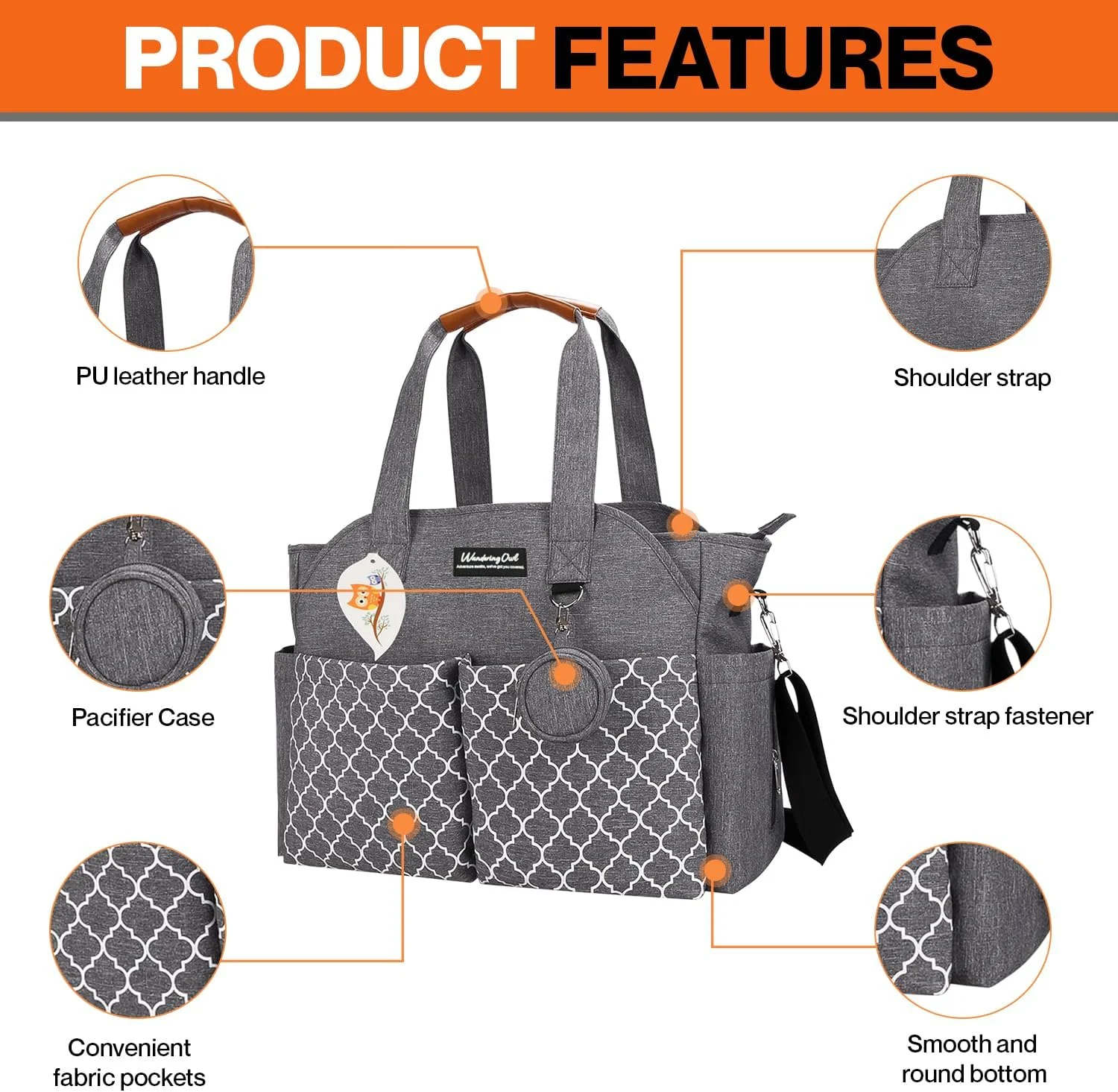 کیف لوازم کودک جغد سرگردان، کیف بیمارستانی بزرگ مسافرتی آخر هفته برای تعویض پوشک مادر و پدر