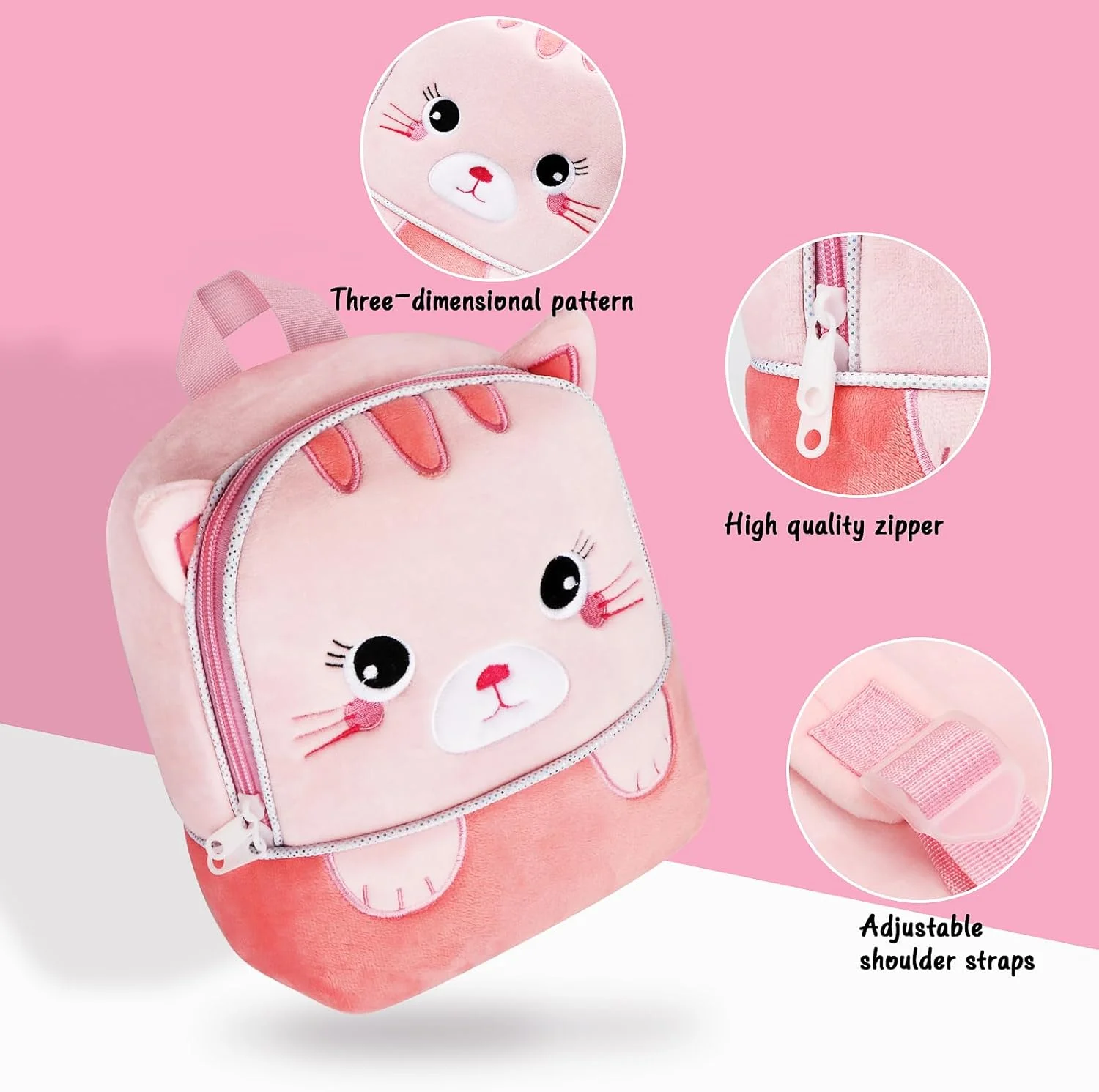 کیف کوله پشتی مخمل خواب دار URbazaar، کوله پشتی کودکانه زیبا، کیف مسافرتی کوچک کارتونی حیوانات مخمل خواب دار برای نوزاد پسر و دختر 1-5 ساله