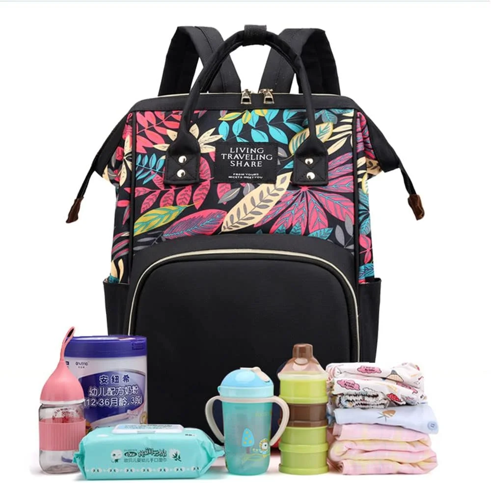 کیف لوازم کودک کوله پشتی TERRIFI، کوله پشتی چند منظوره با ظرفیت بزرگ و جیب های جداگانه برای شیشه شیر، مشکی