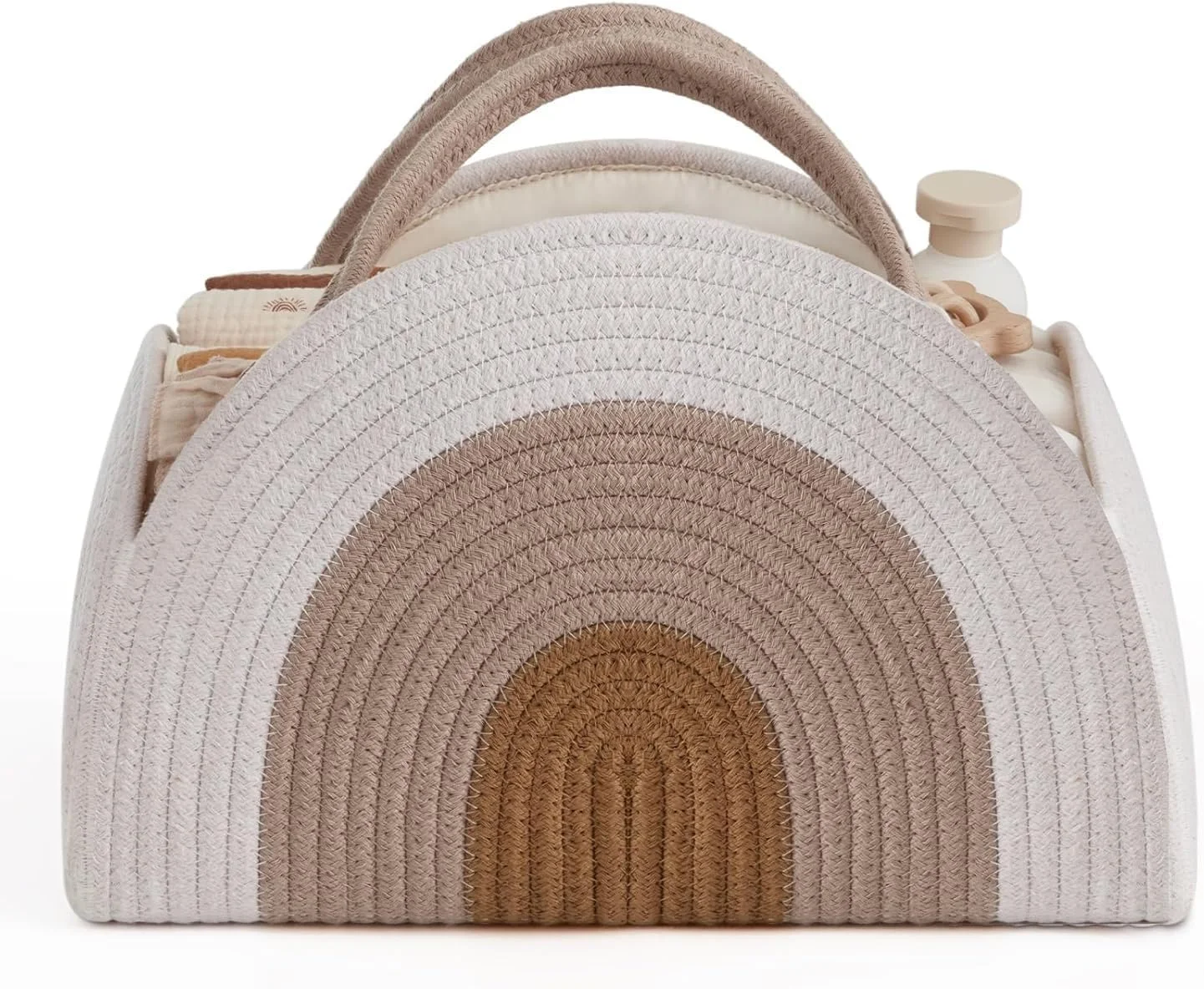 ارگانایزر سبد پوشک کودک، سبد پوشک طنابی پنبه ای، سبد بزرگ لوازم کودک برای نوزادان دختر و پسر، هدیه برای سیسمونی، سبد لوازم ضروری نوزاد، رنگین کمان خاکی ارگانایزر سبد پوشک کودک، سبد پوشک طنابی پنبه ای، سبد بزرگ لوازم کودک برای نوزادان دختر و پسر، هدیه برای سیسمونی، سبد لوازم ضروری نوزاد، رنگین کمان خاکی