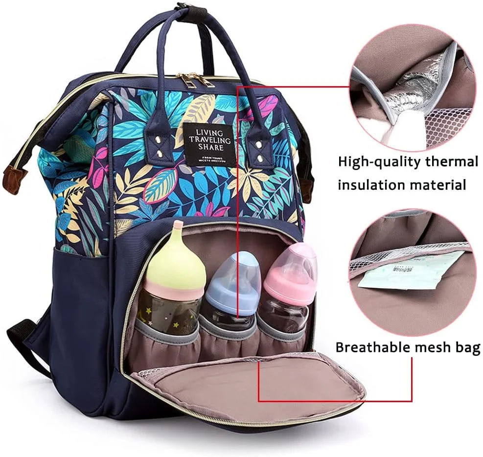 کیف لوازم کودک کوله پشتی TERRIFI، کوله پشتی چند منظوره با ظرفیت بزرگ و جیب های جداگانه برای شیشه شیر، مشکی