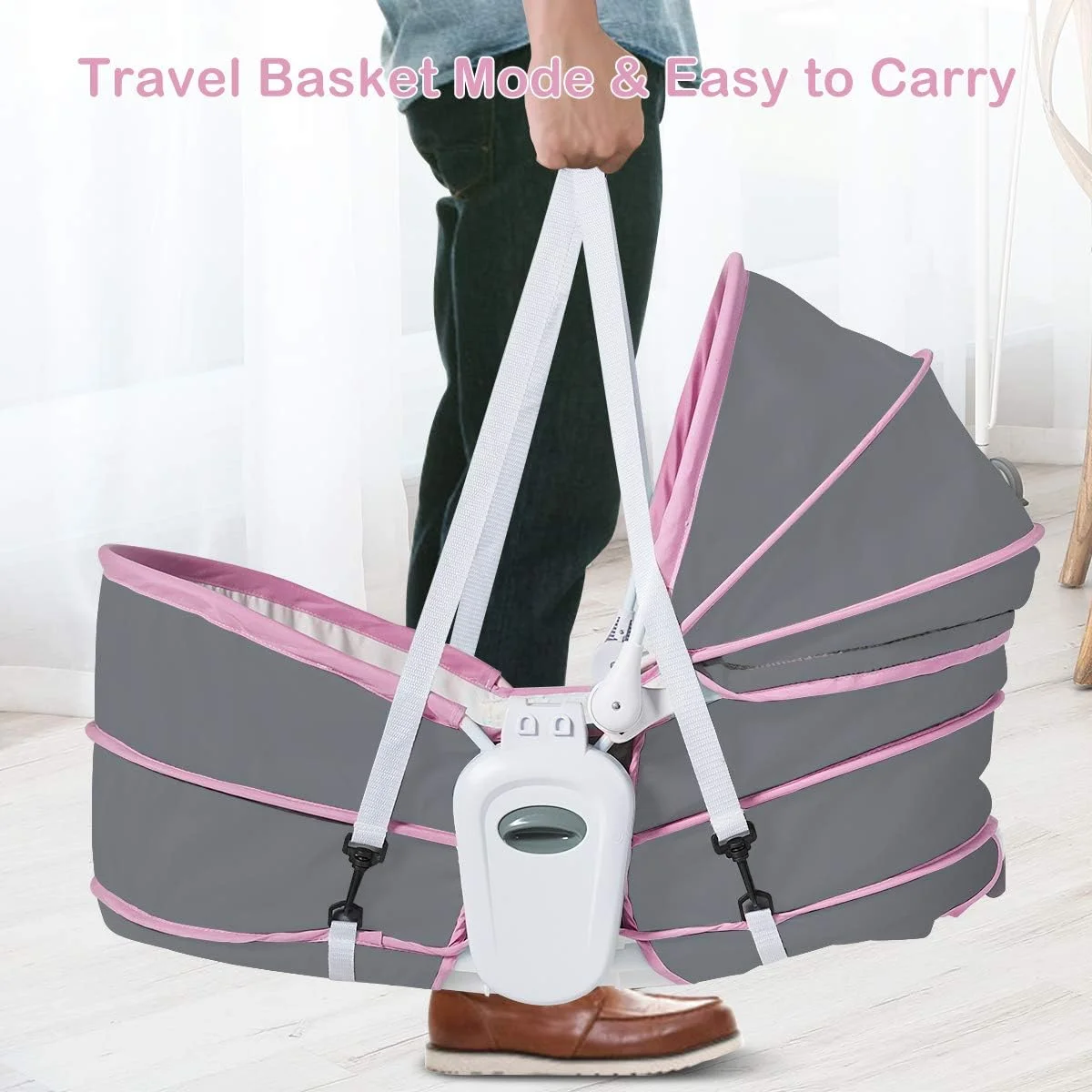 تاب سرسرهای نوزاد 5 در 1 Costzon، گهواره قابل حمل نوزاد با سایبان جداشدنی، اسباب بازی های موزیکال و ویبره، تخت خواب گهواره ای نوزاد برای مسافرت (صورتی) تاب سرسرهای نوزاد 5 در 1 Costzon، گهواره قابل حمل نوزاد با سایبان جداشدنی، اسباب بازی های موزیکال و ویبره، تخت خواب گهواره ای نوزاد برای مسافرت (صورتی)