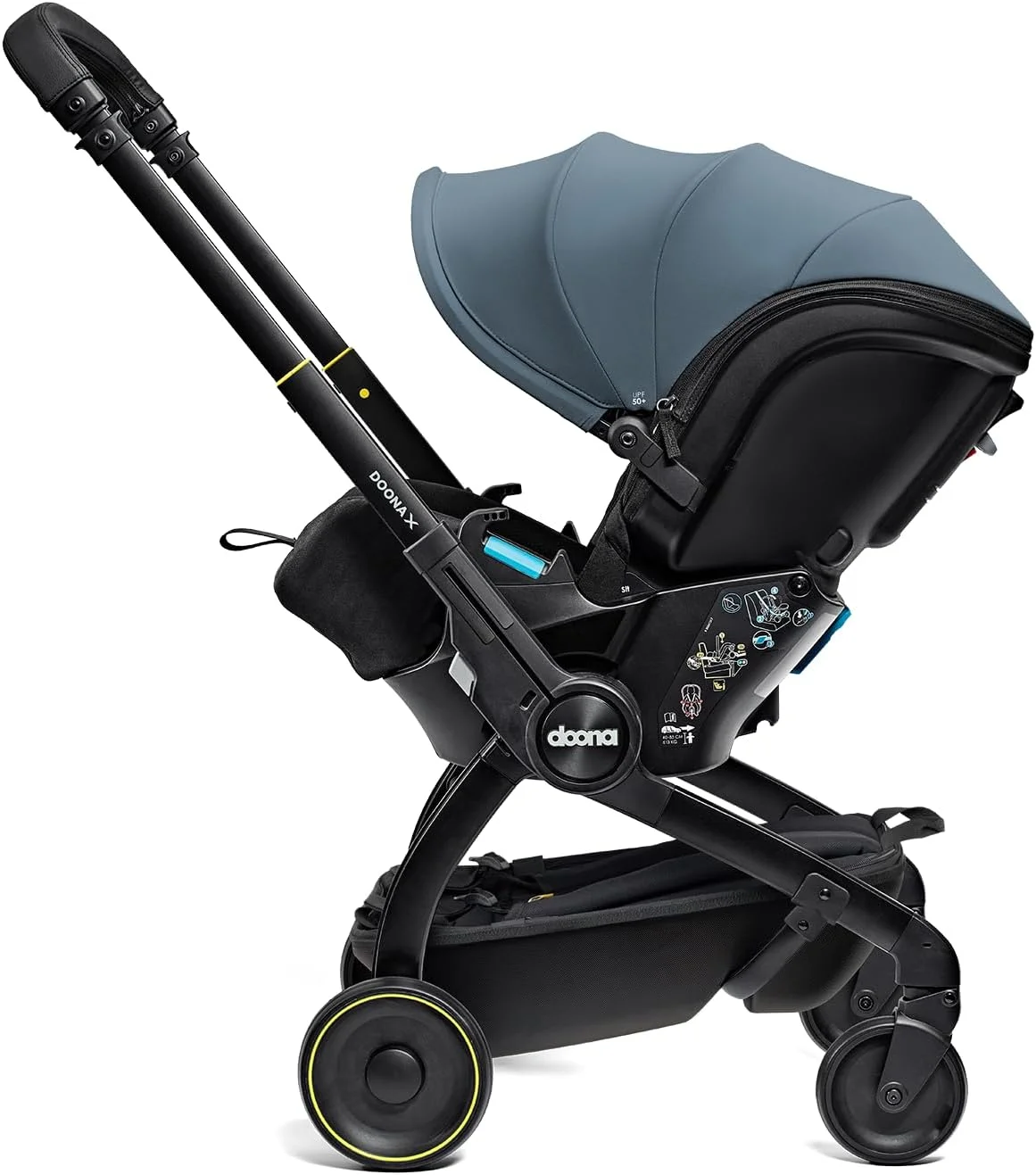 سبد حمل و نقل Doona X Pack & Go، سازمان دهنده ساختار یافته کالسکه، کوله پشتی و سبد ذخیره سازی با بندهای پد دار و پشتیبانی از کمر، ظرفیت بزرگ، استفاده آسان، مناسب برای سفر، سازگار با Doona X، مشکی