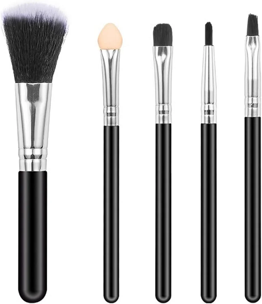 ست براش آرایشی وانام 5 عددی، برس پودر صورتی مشکی قابل حمل برای آرایش، سایه چشم، لب، کیت ابزار آرایشی