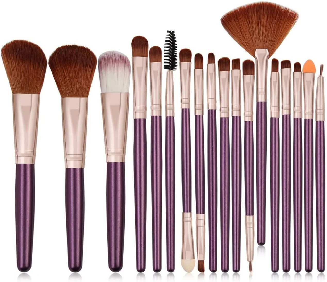 ست برس آرایشی وانام شامل 18 عدد برس، شامل برس رژگونه، پودر، کرم پودر، سایه چشم و ابزار آرایشی