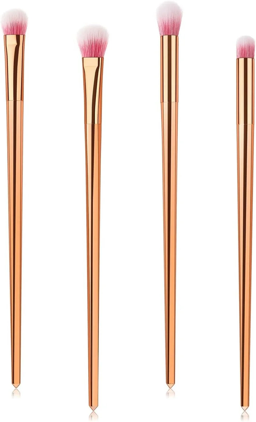 ست برس آرایشی وانام 4 عددی شامل برس سایه چشم، هایلایتر، کانسیلر و ترکیب کننده با موی طبیعی - رنگ متالیک