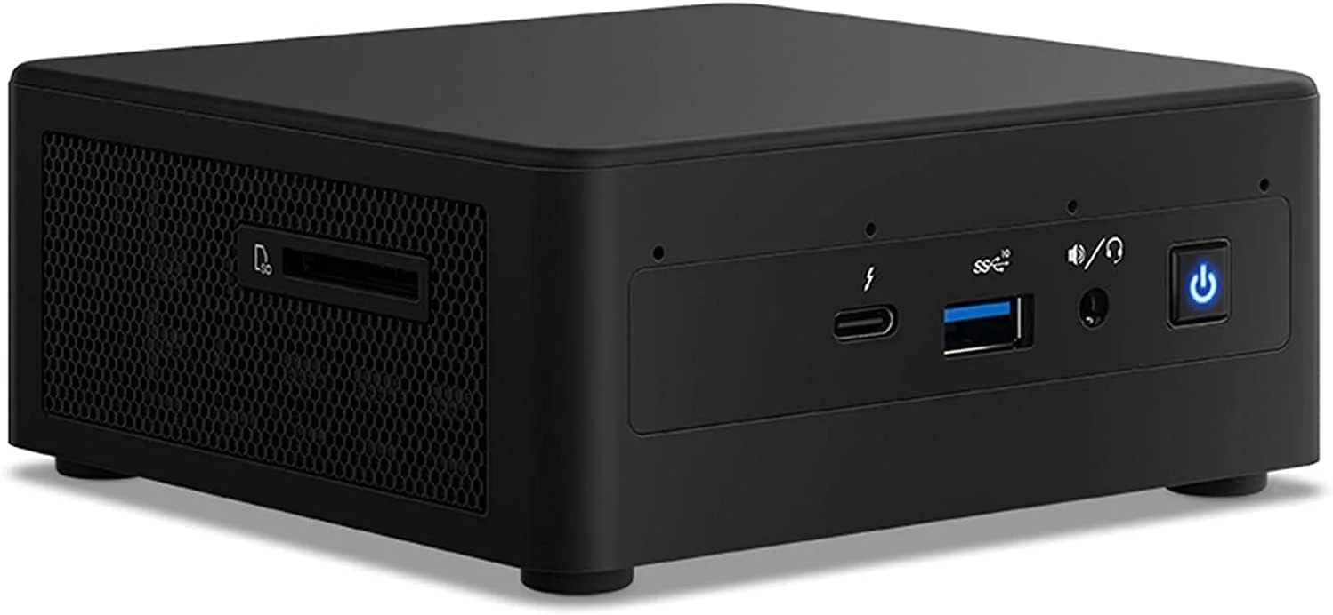مینی دسکتاپ اینتل NUC نسل 11، پردازنده Core i5-1165G7 چهار هسته ای، 16 گیگابایت DDR4، 1 ترابایت SSD Iris Xe Graphics، ویندوز 10 پرو، Wi-Fi 6، بلوتوث 5، تاندربولت 3، RJ-45، HDMI 2.0، 5xUSB، DP، مشکی
