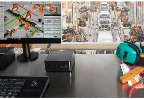 کیت مینی دسکتاپ Intel NUC 13 Pro، پردازنده 12 هسته ای i5-1350P vPro، گرافیک Iris Xe، رم 24 گیگابایت DDR4، حافظه SSD 2 ترابایت، HDMI 2.1، وای فای، بلوتوث 5.3، ویندوز 10 پرو - USB 32 گیگابایتی