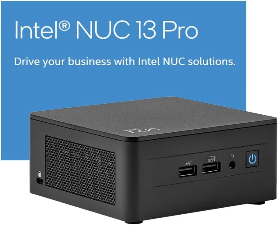 کیت Intel NUC 13 Pro مدل NUC13ANHi5، مینی کامپیوتر رومیزی تجاری، پردازنده نسل سیزدهم 12 هسته ای i5-1340P تا 4.6 گیگاهرتز، 64 گیگابایت رم DDR4، 2 ترابایت SSD PCIe، وای فای 6، بلوتوث 5.3، ویندوز 11 پرو، AZ-XUT