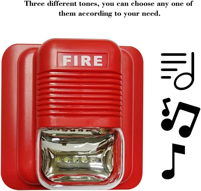 Fawoonu Fire Alarm Warning Strobe Siren Horn Sound & Strobe Alert Security System for Home Office Hotel Restaurant Fawoonu Fire Alarm Warning Strobe Siren Horn Sound & Strobe Alert Security System for Home Office Hotel Restaurant