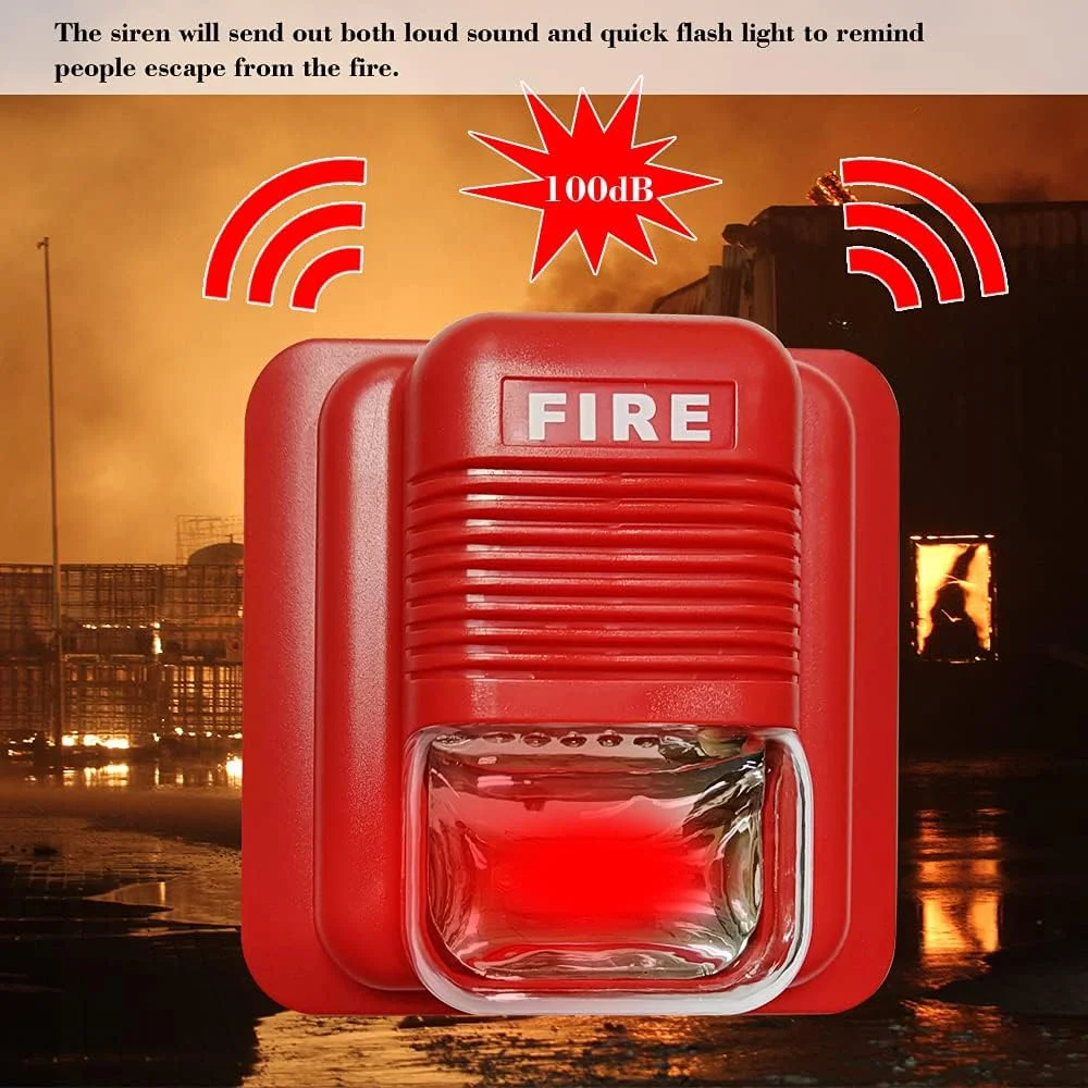 Fawoonu Fire Alarm Warning Strobe Siren Horn Sound & Strobe Alert Security System for Home Office Hotel Restaurant Fawoonu Fire Alarm Warning Strobe Siren Horn Sound & Strobe Alert Security System for Home Office Hotel Restaurant