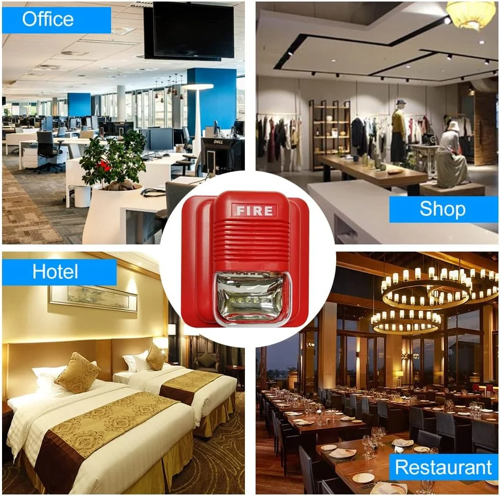 Fawoonu Fire Alarm Warning Strobe Siren Horn Sound & Strobe Alert Security System for Home Office Hotel Restaurant Fawoonu Fire Alarm Warning Strobe Siren Horn Sound & Strobe Alert Security System for Home Office Hotel Restaurant