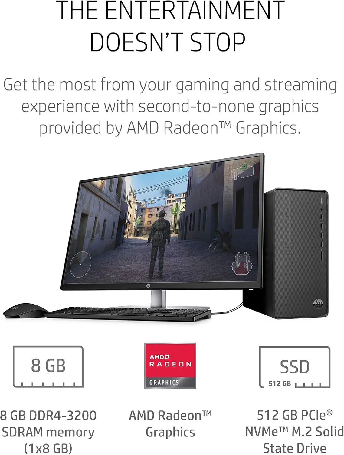 کامپیوتر رومیزی HP، پردازنده AMD Ryzen 3 4300G، رم 8 گیگابایتی، حافظه SSD 512 گیگابایتی، ویندوز 11، عملکرد پرسرعت، کامپیوتر، 8 پورت USB، برای تجارت، تحصیل، فیلم و بازی (M01-F1120، 2021) کامپیوتر رومیزی HP، پردازنده AMD Ryzen 3 4300G، رم 8 گیگابایتی، حافظه SSD 512 گیگابایتی، ویندوز 11، عملکرد پرسرعت، کامپیوتر، 8 پورت USB، برای تجارت، تحصیل، فیلم و بازی (M01-F1120، 2021)