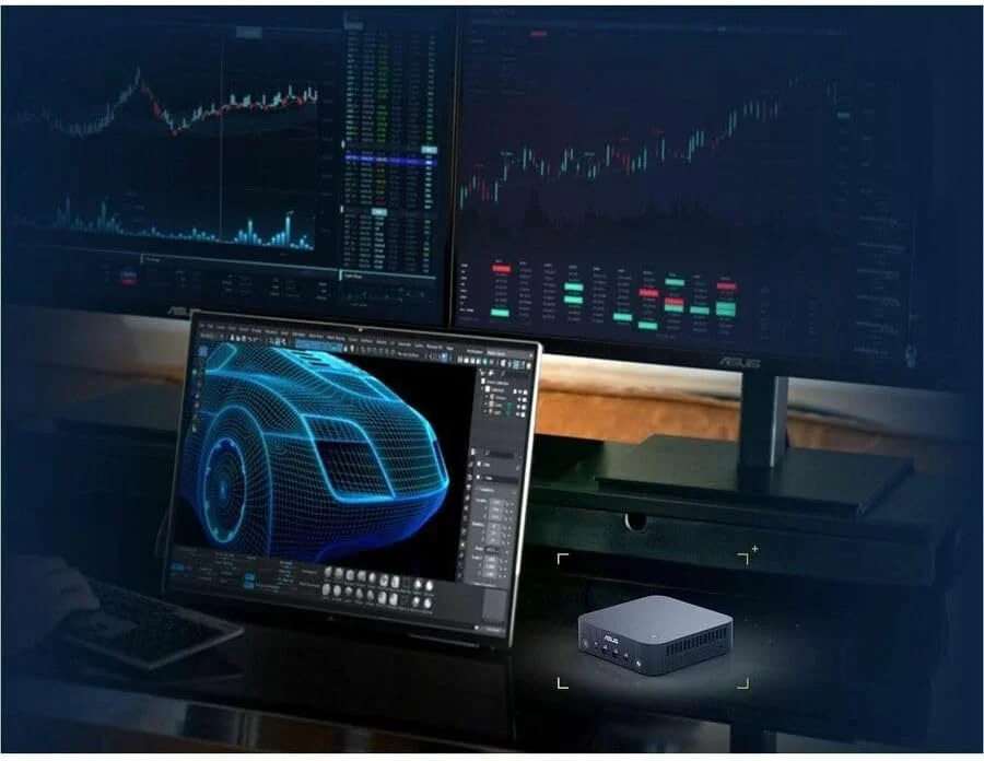 مینی پی سی بون ASUS ExpertCenter PN54 با پردازنده AMD RyzenTM AI 7 350، رم DDR5، طراحی دوگانه ذخیره سازی، WiFi 7 و BT 5.4، فرمان صوتی، دسترسی بدون ابزار به شاسی، USB-C، TPM سخت افزاری و پایه VESA