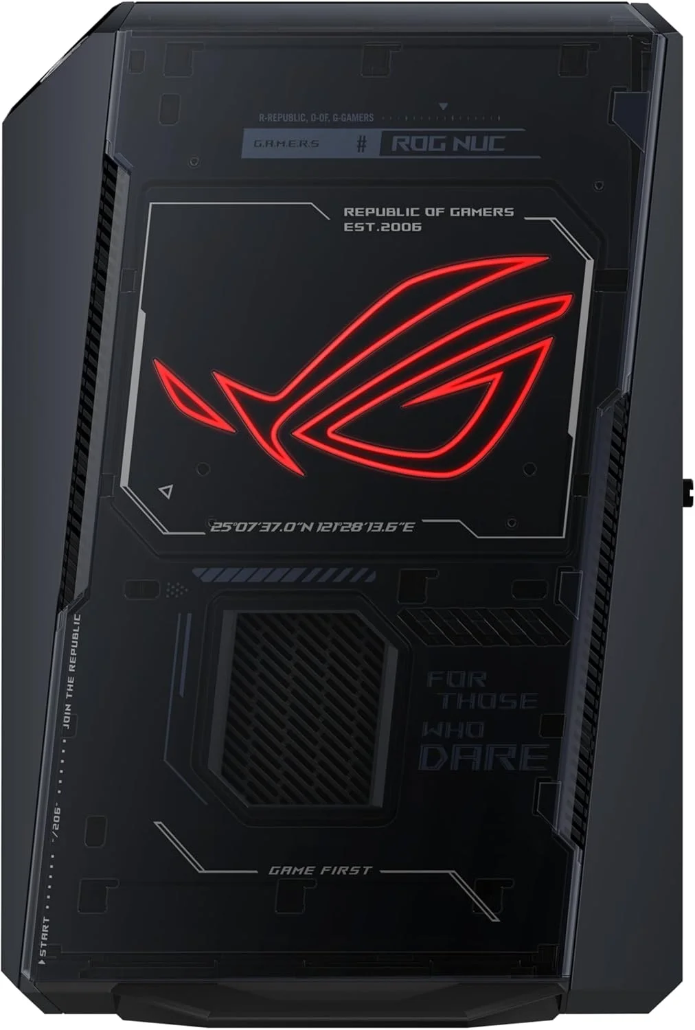 مینی پی سی گیمینگ ROG NUC (2025) با پردازنده Intel® Core™ Ultra 9 (سری 2) ARL-HX، کارت گرافیک NVIDIA® GeForce RTX™ 5080 Mobile، رم 32 گیگابایتی DDR5، حافظه SSD NVMe 2 ترابایتی، Thunderbolt™ 4، خنک کننده سه فن و نورپردازی ARGB