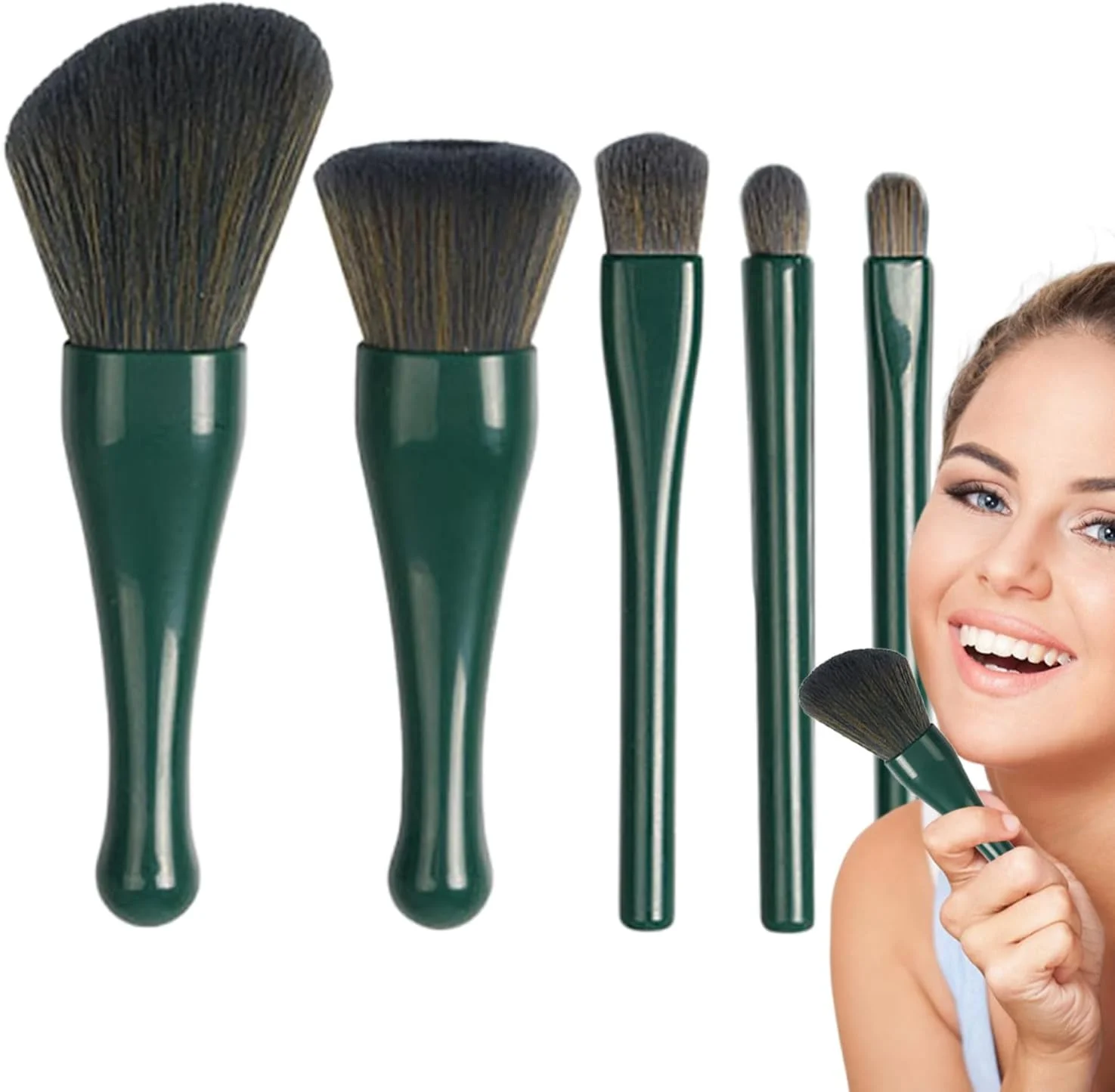 ست برس آرایشی مسافرتی، ست برس آرایشی مسافرتی | ابزار آرایشی قابل حمل و جمع شونده برای زنان و دختران، مناسب رژگونه، کرم پودر، کانسیلر، سایه چشم و پودر فیکس