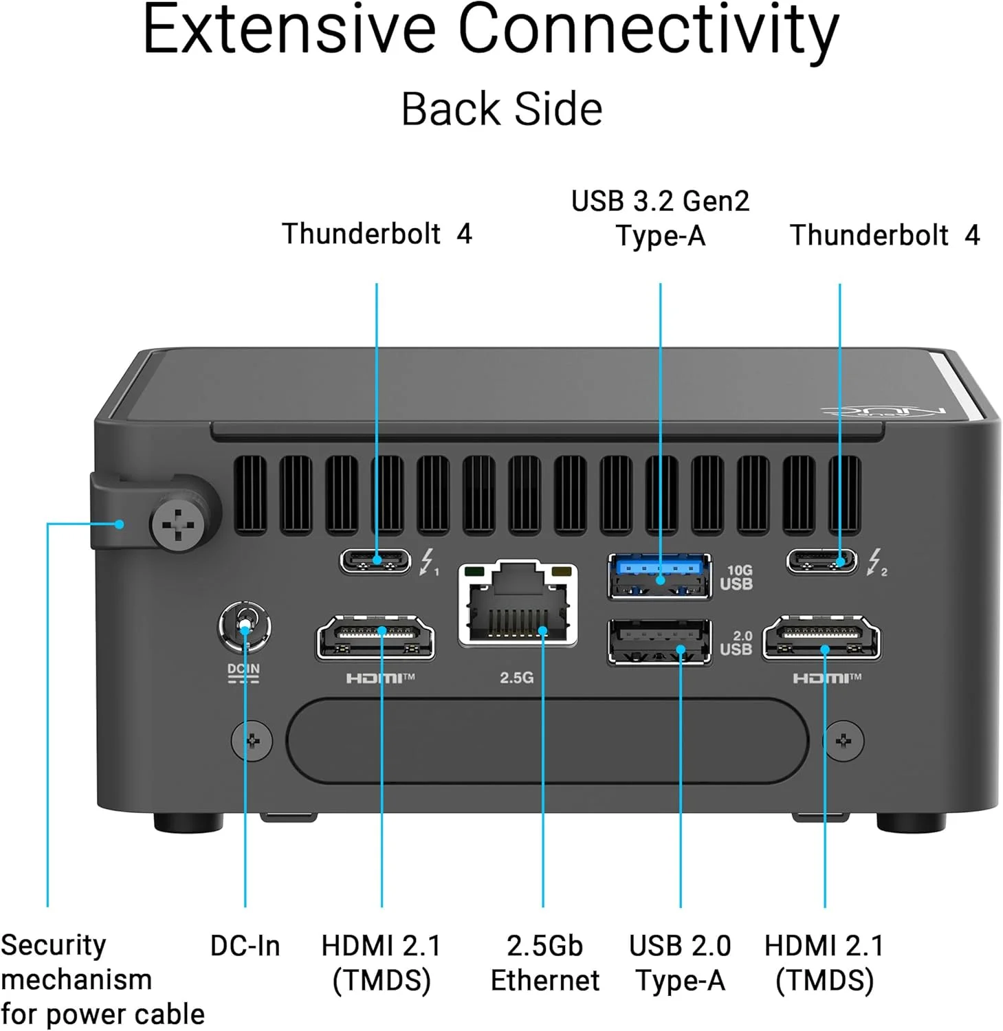 مینی کامپیوتر بدون قطعات ASUS NUC 15 Pro Tall با پردازنده Intel Series 2 Core Ultra 7 255H، پشتیبانی از رم DDR5 تا 96 گیگابایت، فضای ذخیره سازی دوگانه، Thunderbolt™ 4، Wi-Fi 7 و بلوتوث 5.4، دسترسی آسان به شاسی بدون ابزار، شامل پایه VESA مینی کامپیوتر بدون قطعات ASUS NUC 15 Pro Tall با پردازنده Intel Series 2 Core Ultra 7 255H، پشتیبانی از رم DDR5 تا 96 گیگابایت، فضای ذخیره سازی دوگانه، Thunderbolt™ 4، Wi-Fi 7 و بلوتوث 5.4، دسترسی آسان به شاسی بدون ابزار، شامل پایه VESA