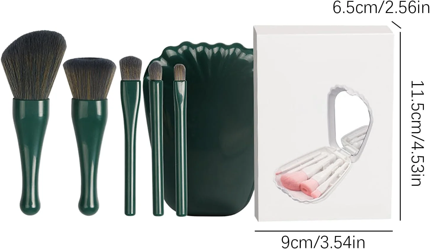 ست برس آرایشی مسافرتی، ست برس آرایشی مسافرتی | ابزار آرایشی قابل حمل و جمع شونده برای زنان و دختران، مناسب رژگونه، کرم پودر، کانسیلر، سایه چشم و پودر فیکس