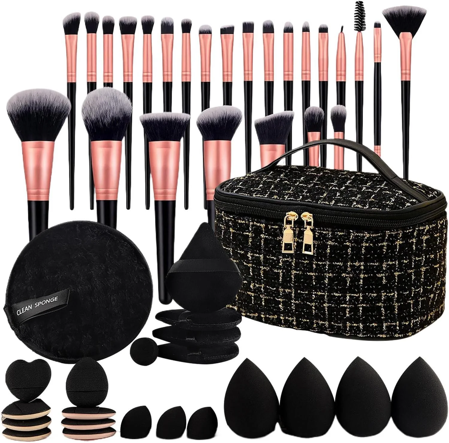 ست برس آرایشی مسافرتی - برس های سایه چشم و رژگونه - لوازم جانبی آرایش سبک وزن - کیف لوازم آرایشی مسافرتی برای همسر، دختر، مادر