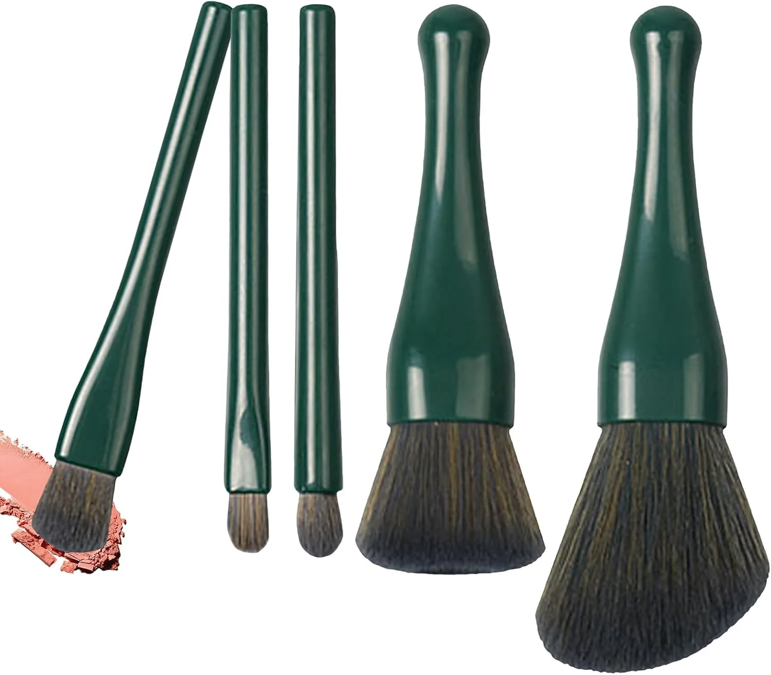 ست برس آرایشی مسافرتی، ست برس آرایشی مسافرتی | ابزار آرایشی قابل حمل و جمع شونده برای زنان و دختران، مناسب رژگونه، کرم پودر، کانسیلر، سایه چشم و پودر فیکس