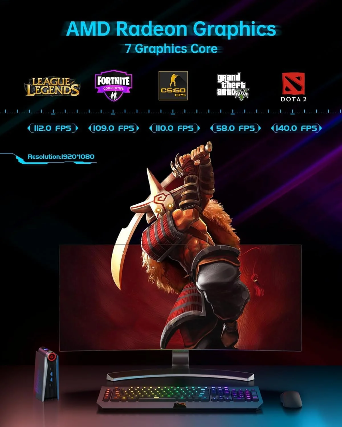 کامپیوتر گیمینگ کوچک ACEMAGICIAN، مینی پی سی AMD Ryzen 7 Pro 5875U با 16 گیگابایت رم DDR4 و 512 گیگابایت حافظه NVME SSD، کامپیوتر رومیزی کوچک، مینی پی سی گیمینگ 11 Pro [WiFi6/BT5.2] [4K UHD/RGB Lights/3 حالت قابل تنظیم]