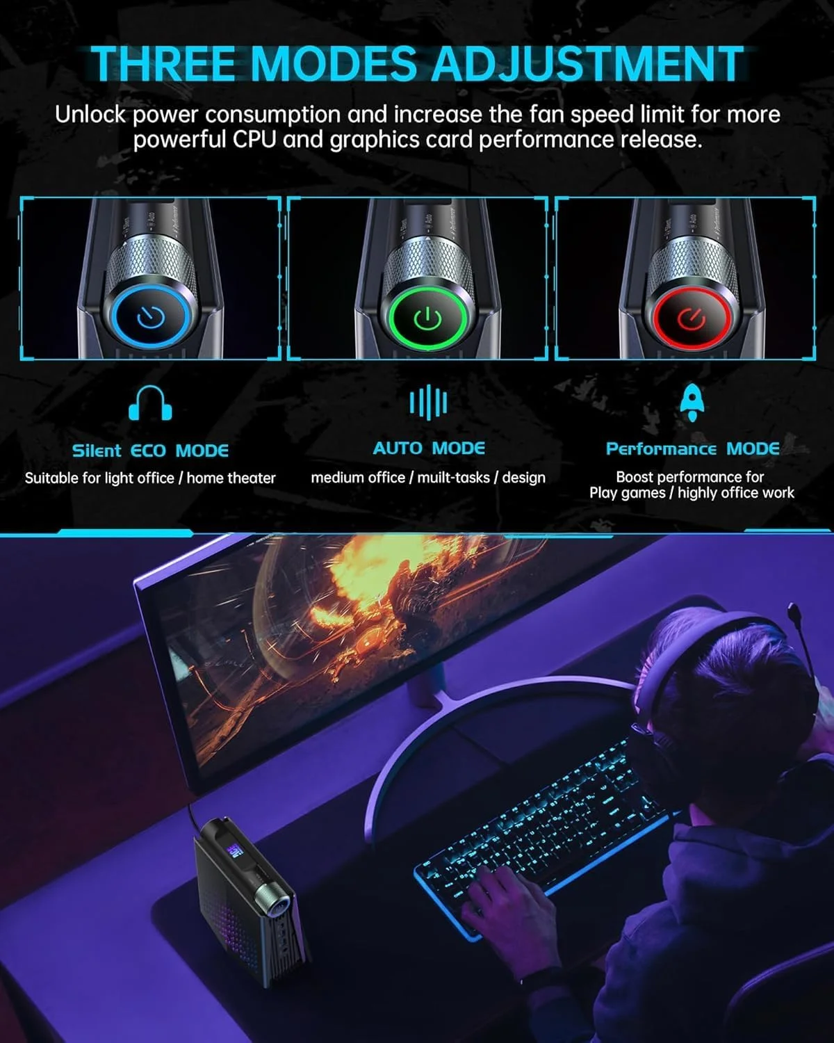 مینی کامپیوتر گیمینگ ACEMAGICIAN، مینی پی سی رایزن، AMD Ryzen 7 Pro 5875U (تا 4.5 گیگاهرتز)، 32 گیگابایت DDR4، 512 گیگابایت NVMe SSD، کامپیوتر رومیزی مینی، مینی کامپیوتر [WiFi6/BT5.2] [4K UHD/نورهای RGB/3 حالت قابل تنظیم Micro PC]