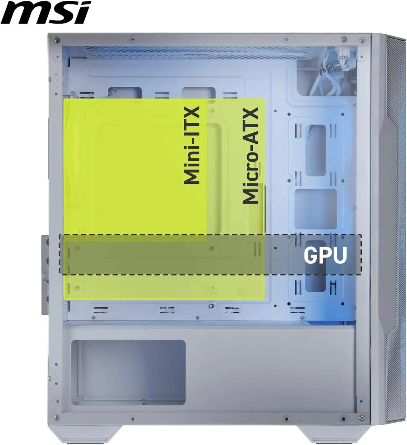 کیس کامپیوتر MSI MAG Forge M100R Micro ATX Tower: دارای 4 اسلات توسعه، حداکثر طول کارت گرافیک 11.81 اینچ، 3 عدد فن 120 میلی متری از پیش نصب شده در جلو، 1 عدد فن 120 میلی متری در عقب - سفید کیس کامپیوتر MSI MAG Forge M100R Micro ATX Tower: دارای 4 اسلات توسعه، حداکثر طول کارت گرافیک 11.81 اینچ، 3 عدد فن 120 میلی متری از پیش نصب شده در جلو، 1 عدد فن 120 میلی متری در عقب - سفید