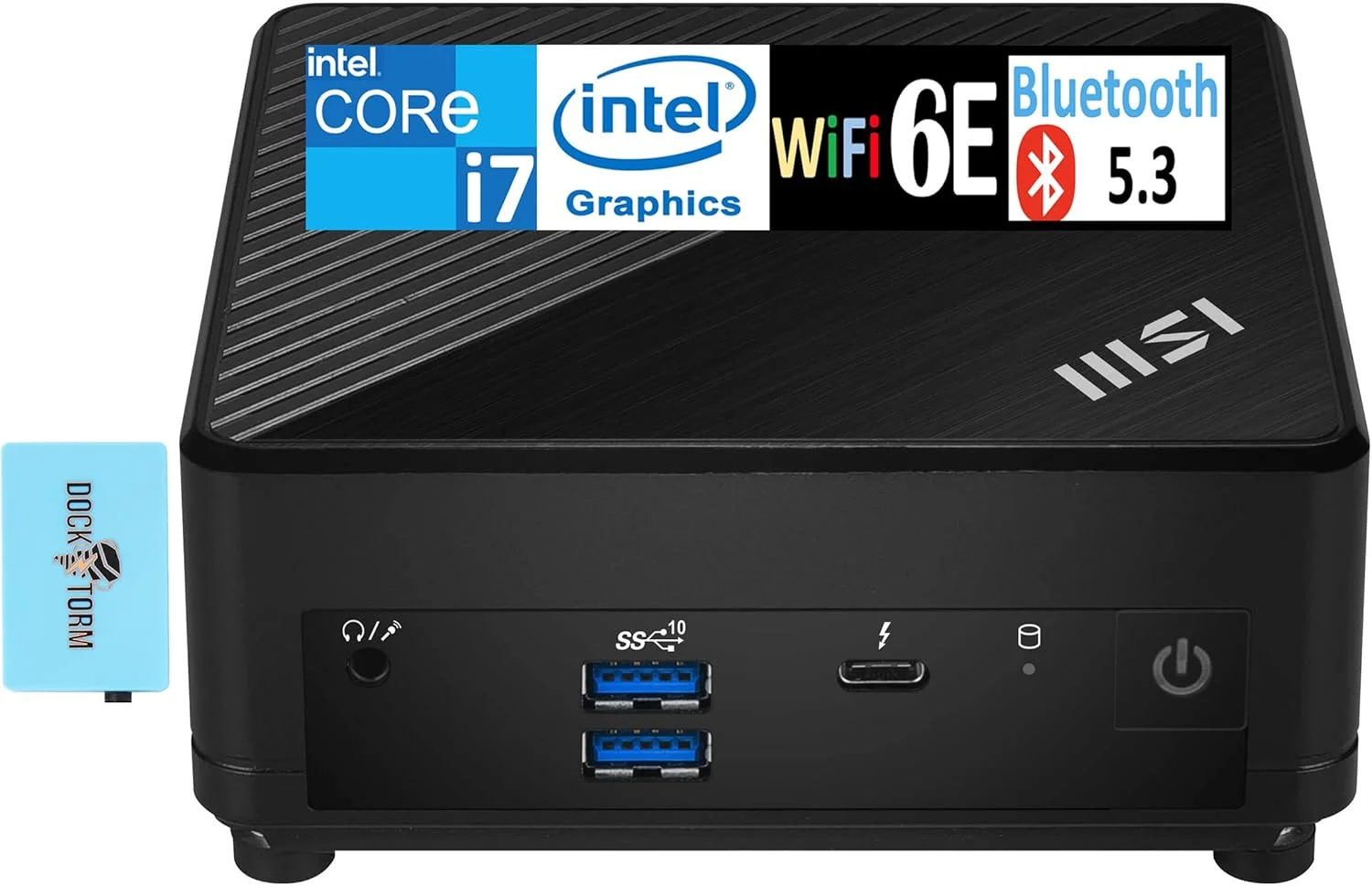 مینی دسکتاپ MSI Cubi 5 (پردازنده Intel i7-1255U، گرافیک Intel Iris Xe، حافظه رم 16 گیگابایت DDR4، حافظه اس اس دی 512 گیگابایت PCIe، تاندربولت 4، وای فای 6E، بلوتوث 5.3، منبع تغذیه 65 وات، 2 پورت RJ-45، 1 پورت Display، HDMI، ویندوز 11 پرو) به همراه توسعه دهنده پورت USB DKZ