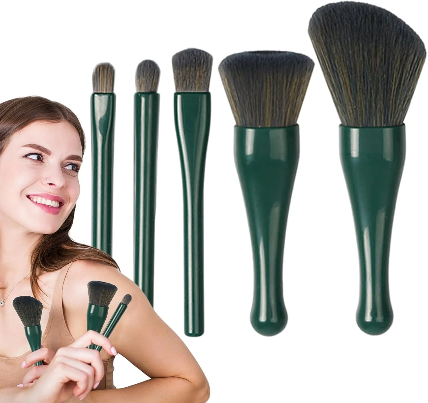 ست برس آرایشی مسافرتی | ست برس آرایشی لوازم آرایشی صورت | ابزار آرایشی حرفه ای قابل حمل برای کرم پودر، رژ لب، رژگونه، کانسیلر و پودر فیکس