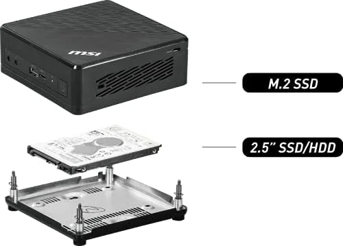 مینی پی سی MSI Cubi 5 10M - پردازنده دو هسته ای Pentium Gold 6405U، ویندوز 10، گرافیک یکپارچه، 4 گیگابایت رم DDR4، 128 گیگابایت SSD SATA، Wi-Fi، USB Type-C، HDMI - مینی دسکتاپ مشکی جمع و جور و قدرتمند - اینتل مینی پی سی MSI Cubi 5 10M - پردازنده دو هسته ای Pentium Gold 6405U، ویندوز 10، گرافیک یکپارچه، 4 گیگابایت رم DDR4، 128 گیگابایت SSD SATA، Wi-Fi، USB Type-C، HDMI - مینی دسکتاپ مشکی جمع و جور و قدرتمند - اینتل