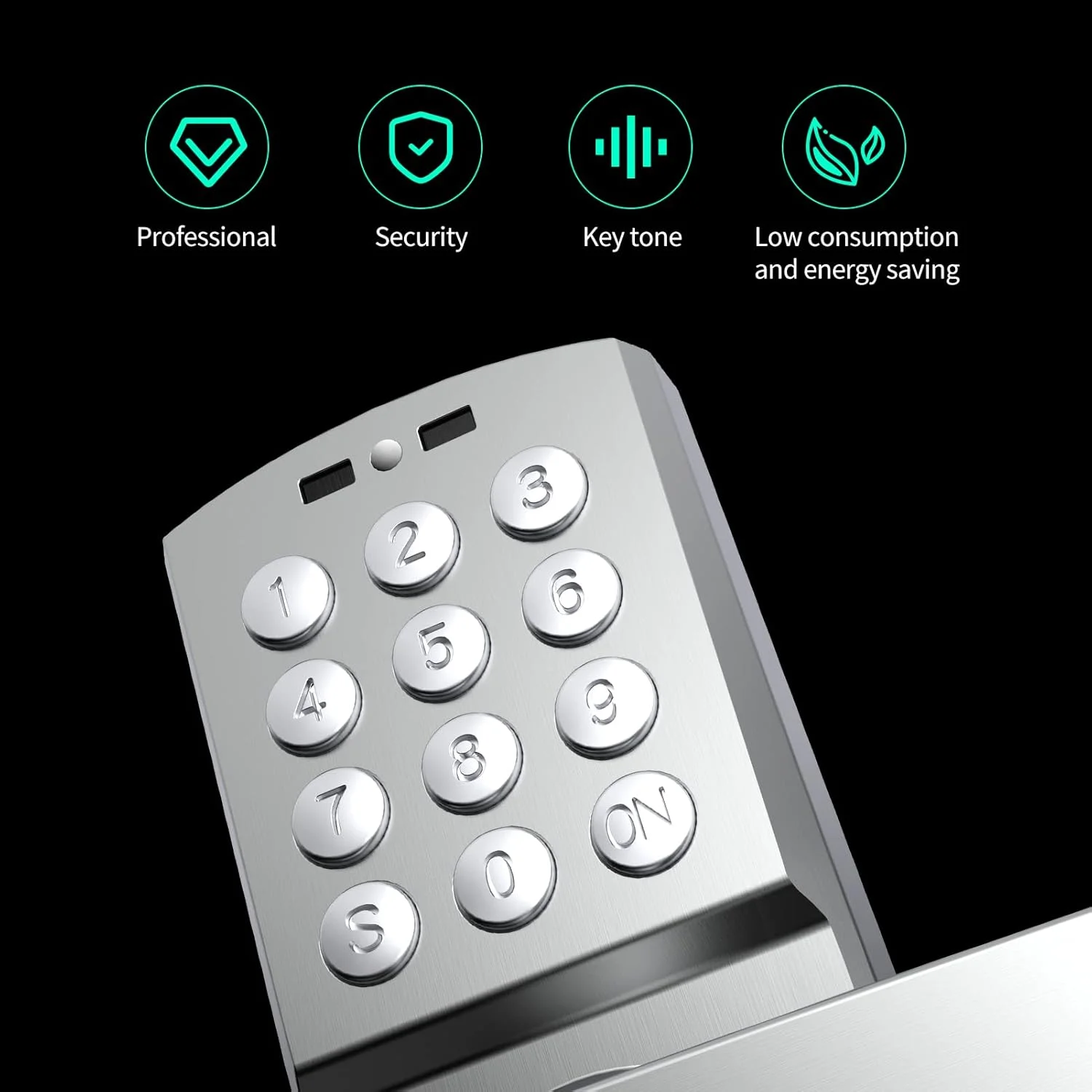 قفل درب دستگیره دار صفحه کلید ورود بدون کلید Pionevox - قفل هوشمند دیجیتال برای درب ورودی، قفل الکترونیکی دیجیتال هوشمند برای درب داخلی با قابلیت ضد دید زدن، ورود بدون کلید تجاری با دستگیره برای اتاق خواب، دفتر و اجاره خانه، نقره ای (دست راست)