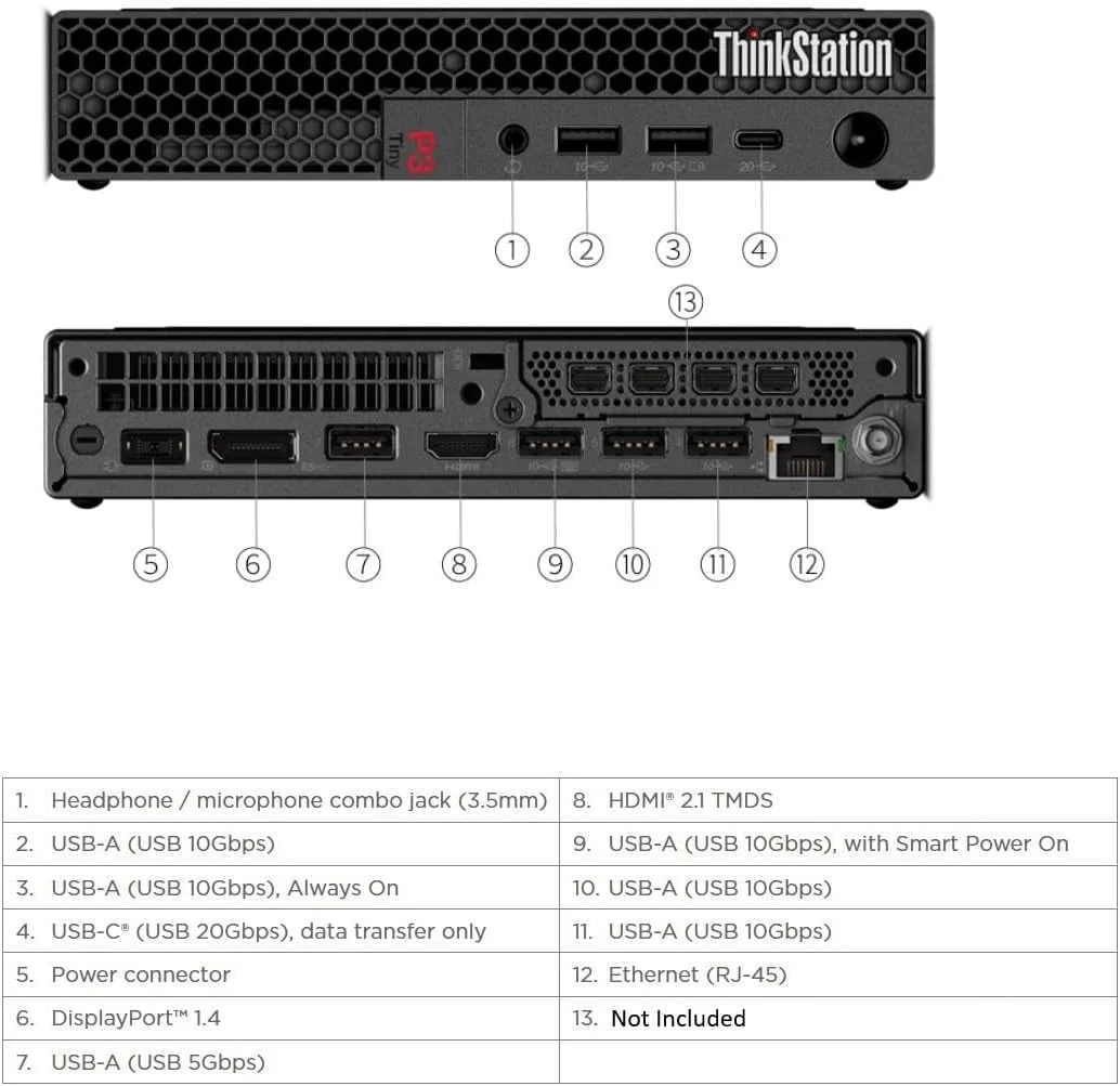 ایستگاه کاری Lenovo ThinkStation P3 Tiny Gen 2 با پردازنده Intel Core Ultra 7 265 vPro، کارت گرافیک NVIDIA RTX A1000 8GB GDDR6، حافظه 32GB DDR5-5600MT، حافظه ذخیره سازی 1TB SSD، WiFi 7 و Windows 11 Pro ایستگاه کاری Lenovo ThinkStation P3 Tiny Gen 2 با پردازنده Intel Core Ultra 7 265 vPro، کارت گرافیک NVIDIA RTX A1000 8GB GDDR6، حافظه 32GB DDR5-5600MT، حافظه ذخیره سازی 1TB SSD، WiFi 7 و Windows 11 Pro