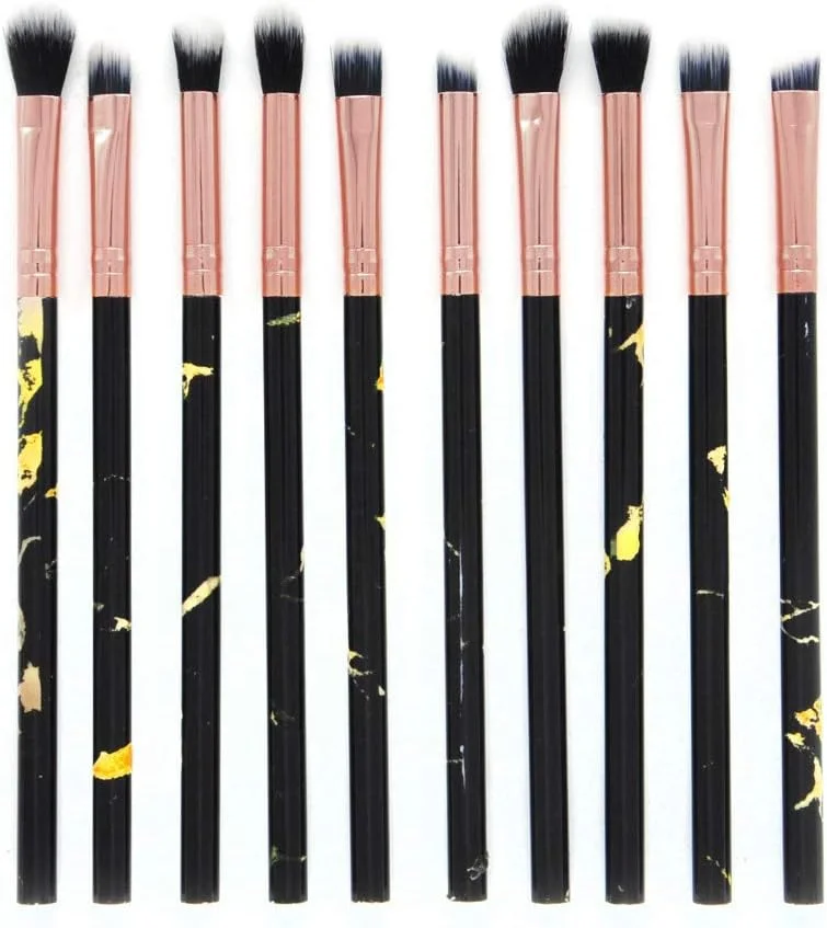 ست برس آرایشی تودیی 10 عددی حرفه ای برای صورت، سایه چشم، خط چشم، کرم پودر و رژگونه