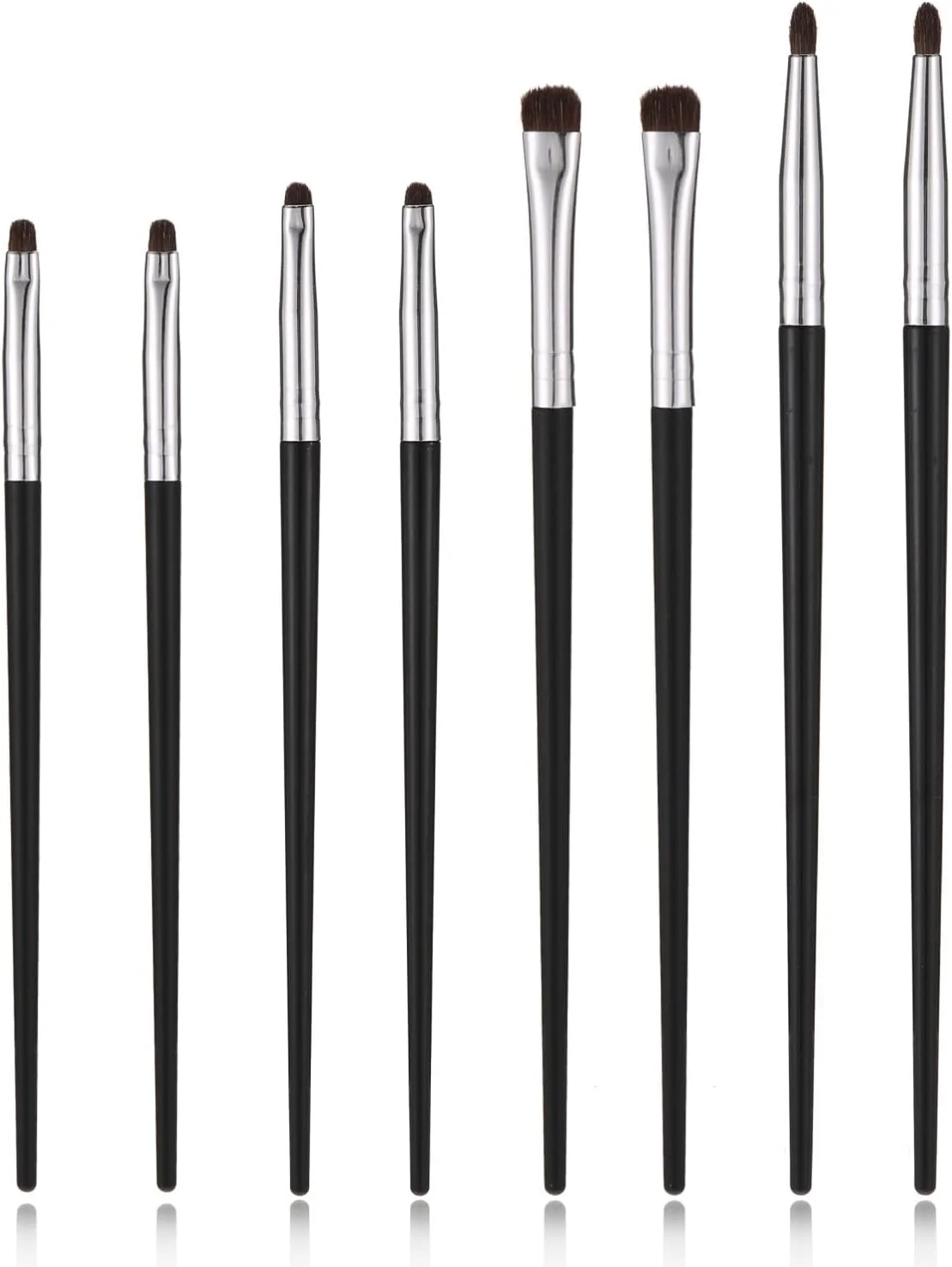 مجموعه 8 عددی برس کوچک پخش کننده آرایش چشم Thinp، برس های سایه چشم حرفه ای، برس های نرم خط چشم برای پودر، ژل، کرم، ترکیب، گوشه هایلایت و کانسیلر (مشکی)