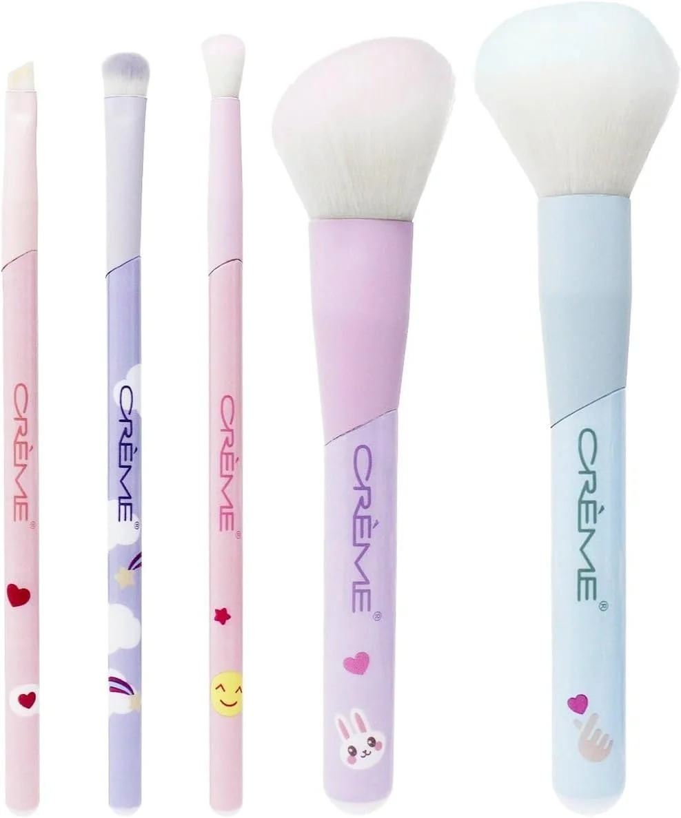 ست براش آرایشی پاستلی دِ کرم شاپ، براش های فوق العاده نرم و مصنوعی برای استفاده دقیق، شستشوی آسان، چند منظوره برای سایه زدن، ترکیب کردن و جزئیات (ست 5 عددی)