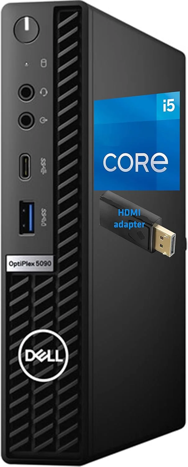 کامپیوتر رومیزی Dell OptiPlex 5090 Micro، پردازنده Intel Core i5-10500T تا 3.8 گیگاهرتز - 16 گیگابایت رم، 256 گیگابایت NVMe SSD، AC Wi-Fi، بلوتوث، USB Type-C، DisplayPort، HDMI، VGA - Windows 10 Pro