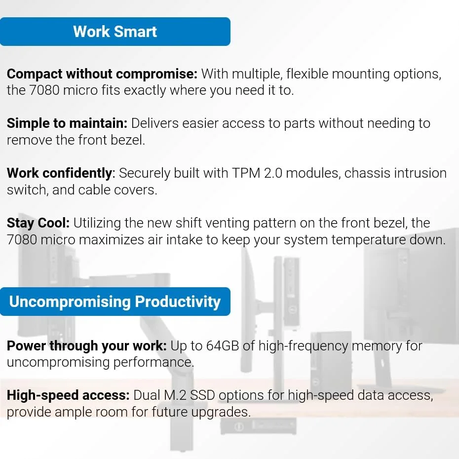 کامپیوتر رومیزی کوچک Dell OptiPlex 7080 Micro Form Factor، پردازنده Intel Core i5-10500T، رم 16 گیگابایت، SSD 512 گیگابایت، RJ45، Type-C، DisplayPort، Wi-Fi 6، Windows 11 Pro کامپیوتر رومیزی کوچک Dell OptiPlex 7080 Micro Form Factor، پردازنده Intel Core i5-10500T، رم 16 گیگابایت، SSD 512 گیگابایت، RJ45، Type-C، DisplayPort، Wi-Fi 6، Windows 11 Pro