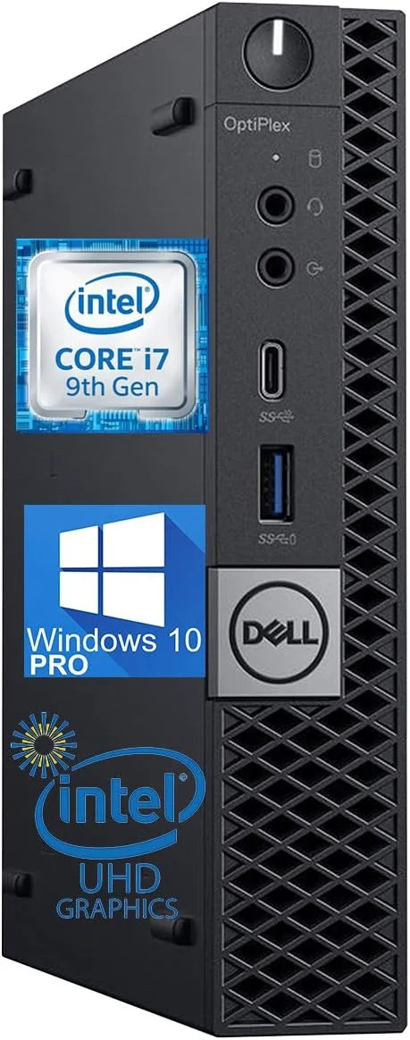 کامپیوتر رومیزی کوچک دل OptiPlex 7070 - پردازنده Core i7-9700T - 2.0 گیگاهرتز تا 4.3 گیگاهرتز - 32 گیگابایت رم - 1 ترابایت حافظه SSD NVME M.2 – وای فای AC، بلوتوث 5.0 - ویندوز 10 پرو